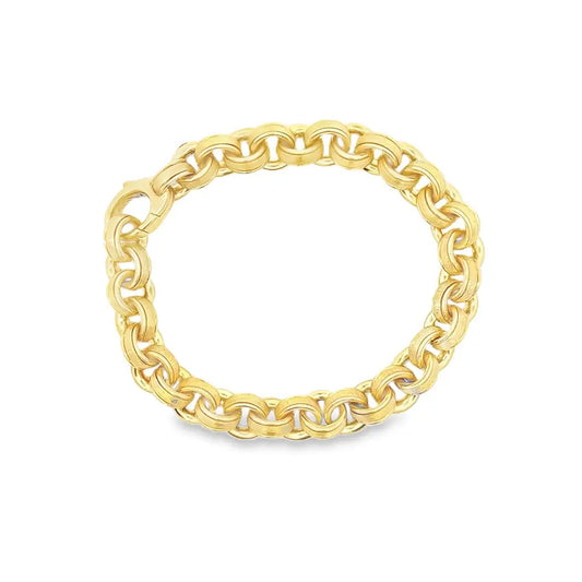 14K Yellow Gold Classic Double Link Charm Bracelet